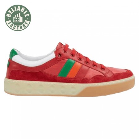 GUCCI MEN'S RED LEATHER AND NYLON SNEAKERS - GC62