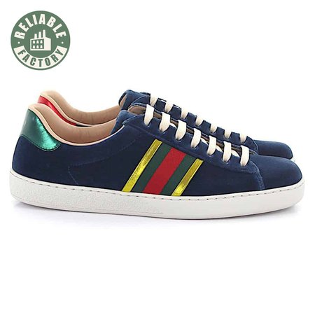 GUCCI ACE SNEAKER VELVET BLUE METALLIC STRIPE - GC40