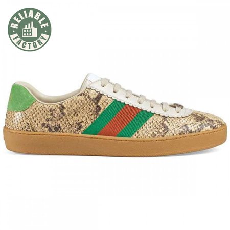 GUCCI MEN'S NATURAL G74 PYTHON TRAINER WITH WEB - GC35