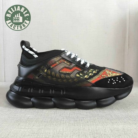 VERSACE BLACK RED AND MULTICOLOURED CHAIN REACTION SNEAKERS - VS18