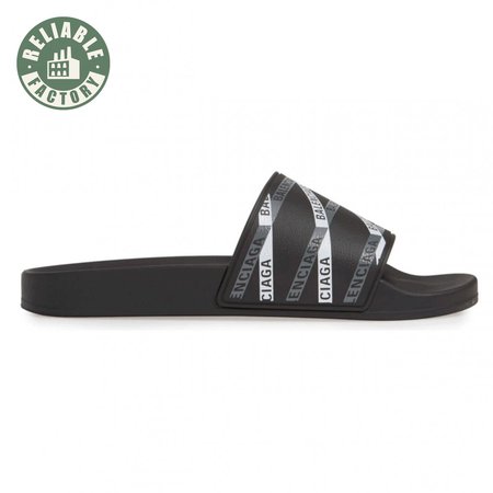 BALENCIAGA RUBBER LOGO POOL SLIDE SANDALS - BBS9